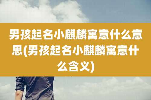 男孩起名小麒麟寓意什么意思(男孩起名小麒麟寓意什么含义)