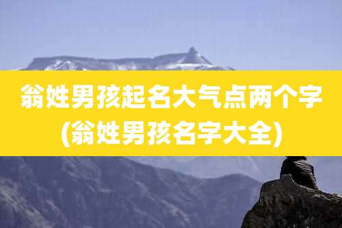 翁姓男孩起名大气点两个字(翁姓男孩名字大全)