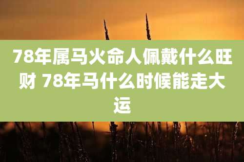 78年属马火命人佩戴什么旺财 78年马什么时候能走大运
