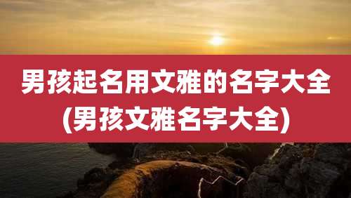 男孩起名用文雅的名字大全(男孩文雅名字大全)