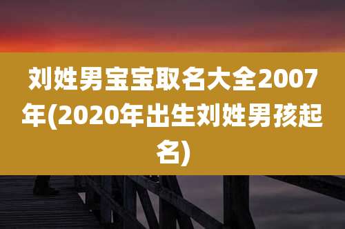 刘姓男宝宝取名大全2007年(2020年出生刘姓男孩起名)