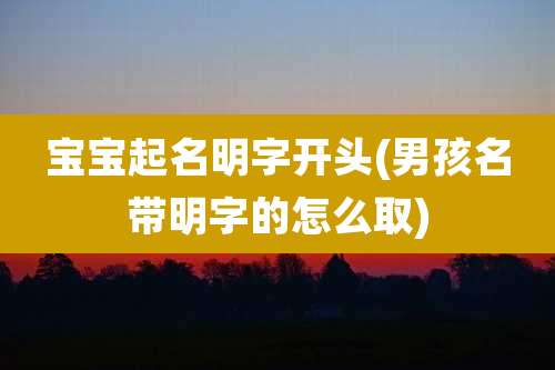 宝宝起名明字开头(男孩名带明字的怎么取)
