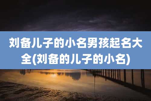 刘备儿子的小名男孩起名大全(刘备的儿子的小名)