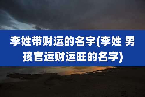 李姓带财运的名字(李姓 男孩官运财运旺的名字)