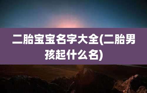 二胎宝宝名字大全(二胎男孩起什么名)
