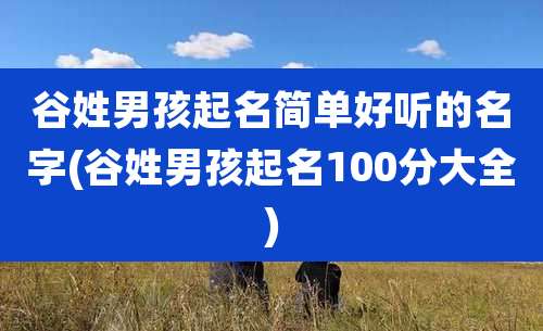 谷姓男孩起名简单好听的名字(谷姓男孩起名100分大全)