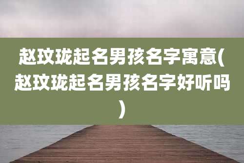 赵玟珑起名男孩名字寓意(赵玟珑起名男孩名字好听吗)