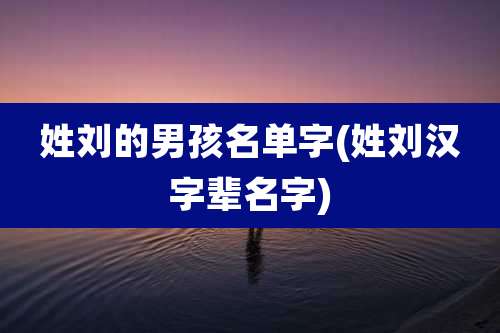 姓刘的男孩名单字(姓刘汉字辈名字)