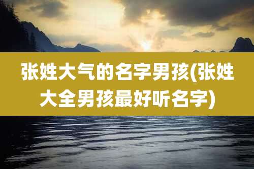 张姓大气的名字男孩(张姓大全男孩最好听名字)
