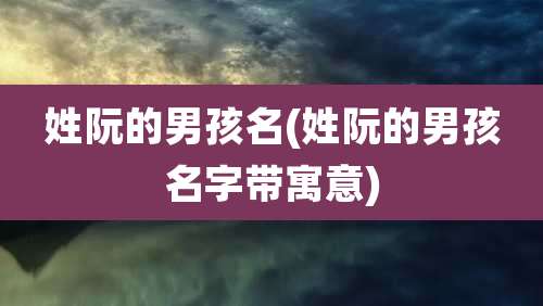 姓阮的男孩名(姓阮的男孩名字带寓意)