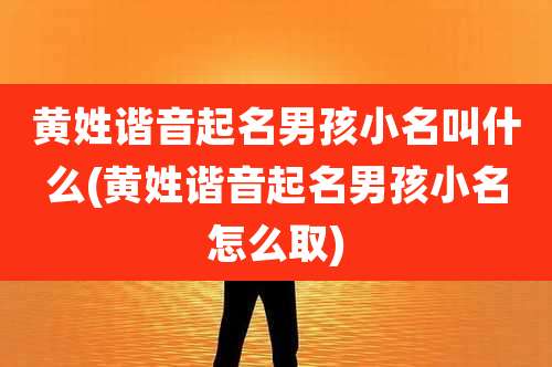 黄姓谐音起名男孩小名叫什么(黄姓谐音起名男孩小名怎么取)