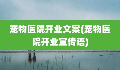 宠物医院开业文案(宠物医院开业宣传语)