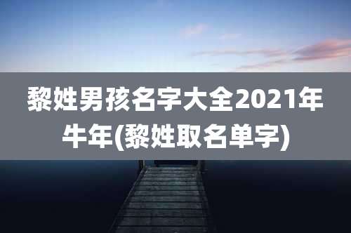 黎姓男孩名字大全2021年牛年(黎姓取名单字)
