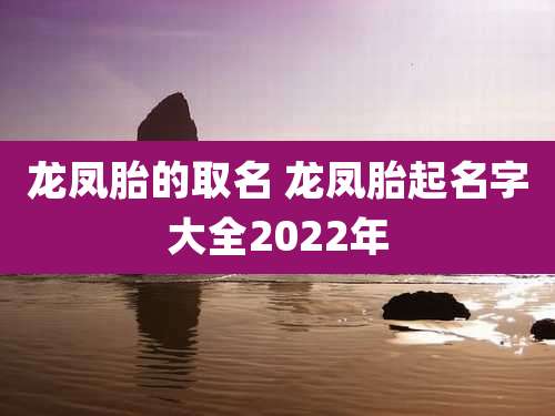 龙凤胎的取名 龙凤胎起名字大全2022年