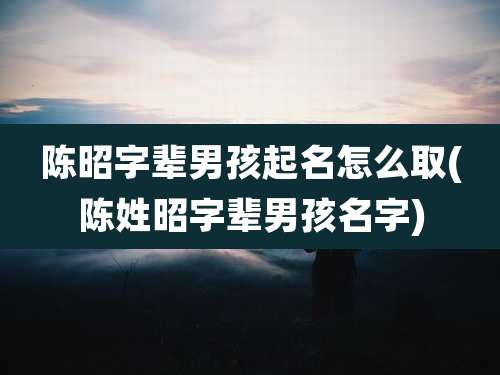 陈昭字辈男孩起名怎么取(陈姓昭字辈男孩名字)