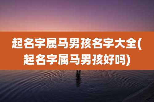 起名字属马男孩名字大全(起名字属马男孩好吗)