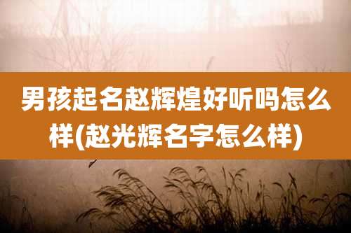 男孩起名赵辉煌好听吗怎么样(赵光辉名字怎么样)