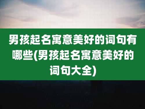 男孩起名寓意美好的词句有哪些(男孩起名寓意美好的词句大全)