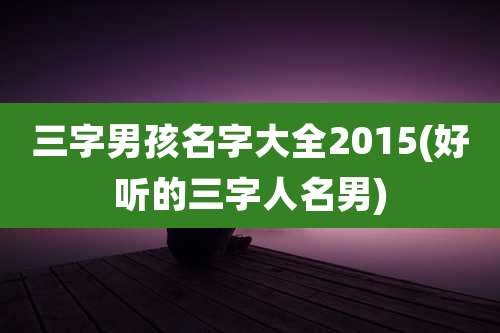 三字男孩名字大全2015(好听的三字人名男)