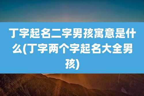 丁字起名二字男孩寓意是什么(丁字两个字起名大全男孩)