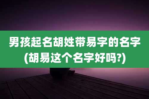 男孩起名胡姓带易字的名字(胡易这个名字好吗?)
