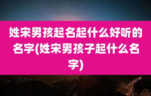 姓宋男孩起名起什么好听的名字(姓宋男孩子起什么名字)
