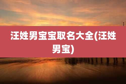 汪姓男宝宝取名大全(汪姓男宝)