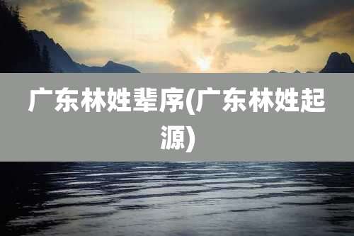 广东林姓辈序(广东林姓起源)