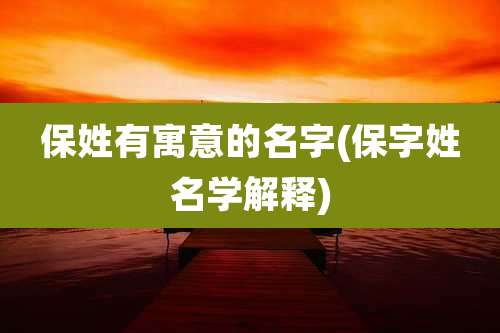 保姓有寓意的名字(保字姓名学解释)
