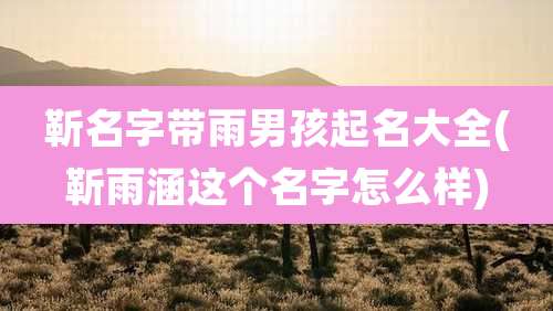 靳名字带雨男孩起名大全(靳雨涵这个名字怎么样)