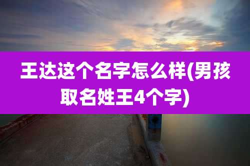 王达这个名字怎么样(男孩取名姓王4个字)