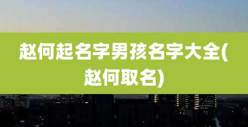 赵何起名字男孩名字大全(赵何取名)