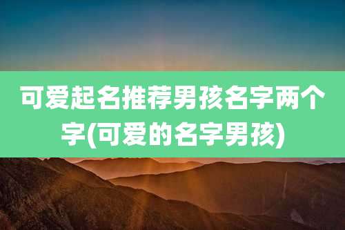 可爱起名推荐男孩名字两个字(可爱的名字男孩)