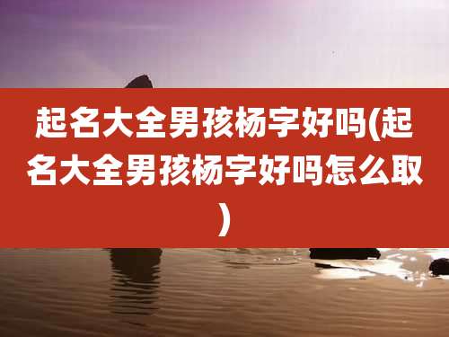 起名大全男孩杨字好吗(起名大全男孩杨字好吗怎么取)