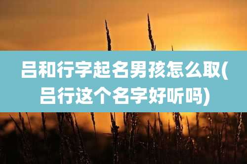 吕和行字起名男孩怎么取(吕行这个名字好听吗)