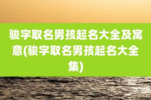 骏字取名男孩起名大全及寓意(骏字取名男孩起名大全集)