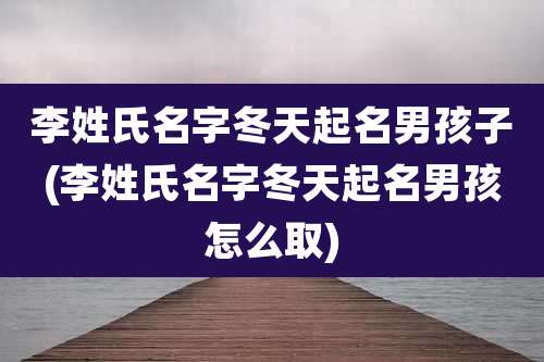 李姓氏名字冬天起名男孩子(李姓氏名字冬天起名男孩怎么取)