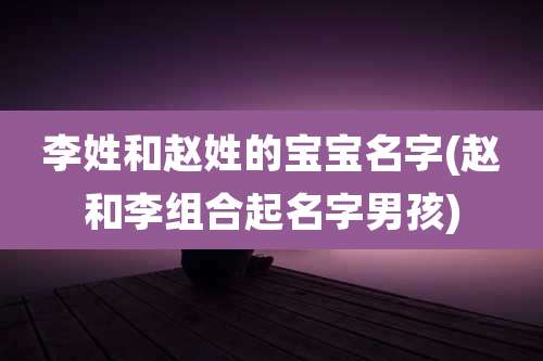 李姓和赵姓的宝宝名字(赵和李组合起名字男孩)