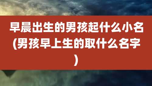 早晨出生的男孩起什么小名(男孩早上生的取什么名字)