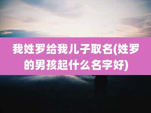 我姓罗给我儿子取名(姓罗的男孩起什么名字好)