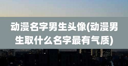 动漫名字男生头像(动漫男生取什么名字最有气质)