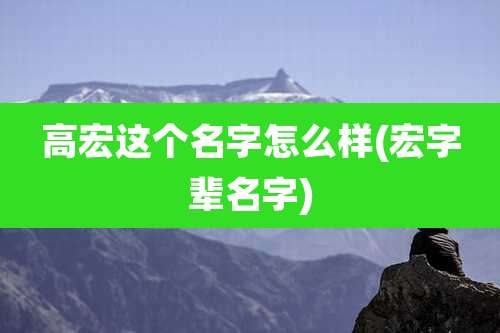 高宏这个名字怎么样(宏字辈名字)