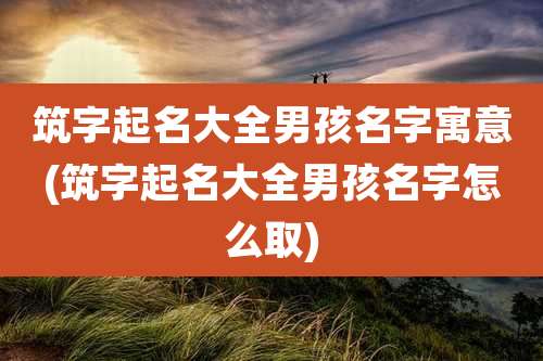 筑字起名大全男孩名字寓意(筑字起名大全男孩名字怎么取)