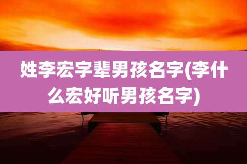 姓李宏字辈男孩名字(李什么宏好听男孩名字)