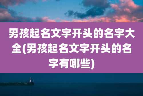 男孩起名文字开头的名字大全(男孩起名文字开头的名字有哪些)