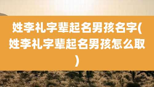 姓李礼字辈起名男孩名字(姓李礼字辈起名男孩怎么取)