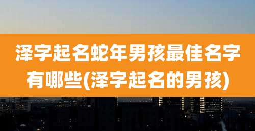 泽字起名蛇年男孩最佳名字有哪些(泽字起名的男孩)