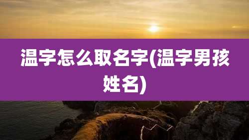 温字怎么取名字(温字男孩姓名)