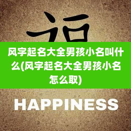 风字起名大全男孩小名叫什么(风字起名大全男孩小名怎么取)