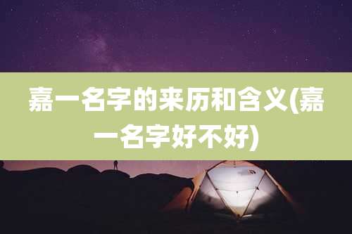 嘉一名字的来历和含义(嘉一名字好不好)